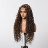 ALAN EATON Long13x4x1 Lace Synthetic Wigs Brown Highlight Golden Curly Wig for Black Women Natural High Density Daily Use