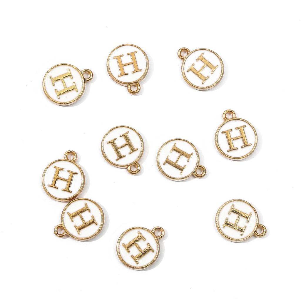 10Pcs 12x2.5mm Alphabet Double Face Charms Pendant Beads for Jewelry DIY Findings