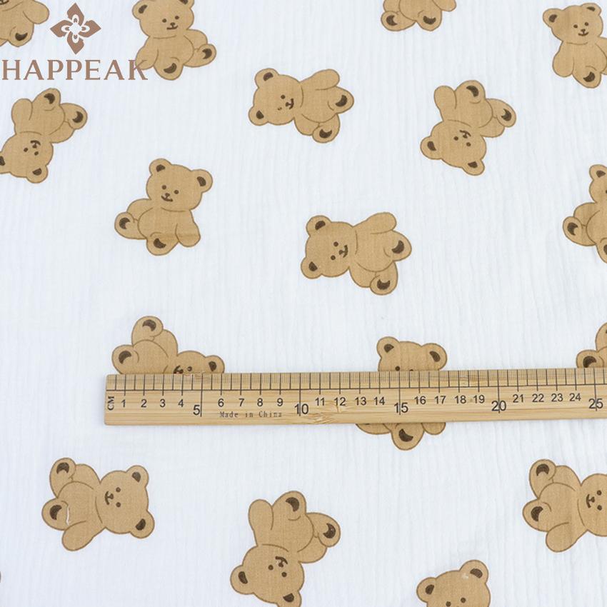 HAPPEAK Muslin Printed Fabrics Woven Cotton Double Layer Gauze Fabric Textile for Garment