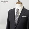 [New Yorker Blue] Striped (Melange) Necktie NB912566 Gray, One Size Fits All, Business Suit Style, Gift