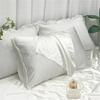 1pc Simulated Silk Smooth Plain Pillowcase Soft Double-sided White Black Grey Khaki Blue Pink Pillow Case Skin Friendly Bedding