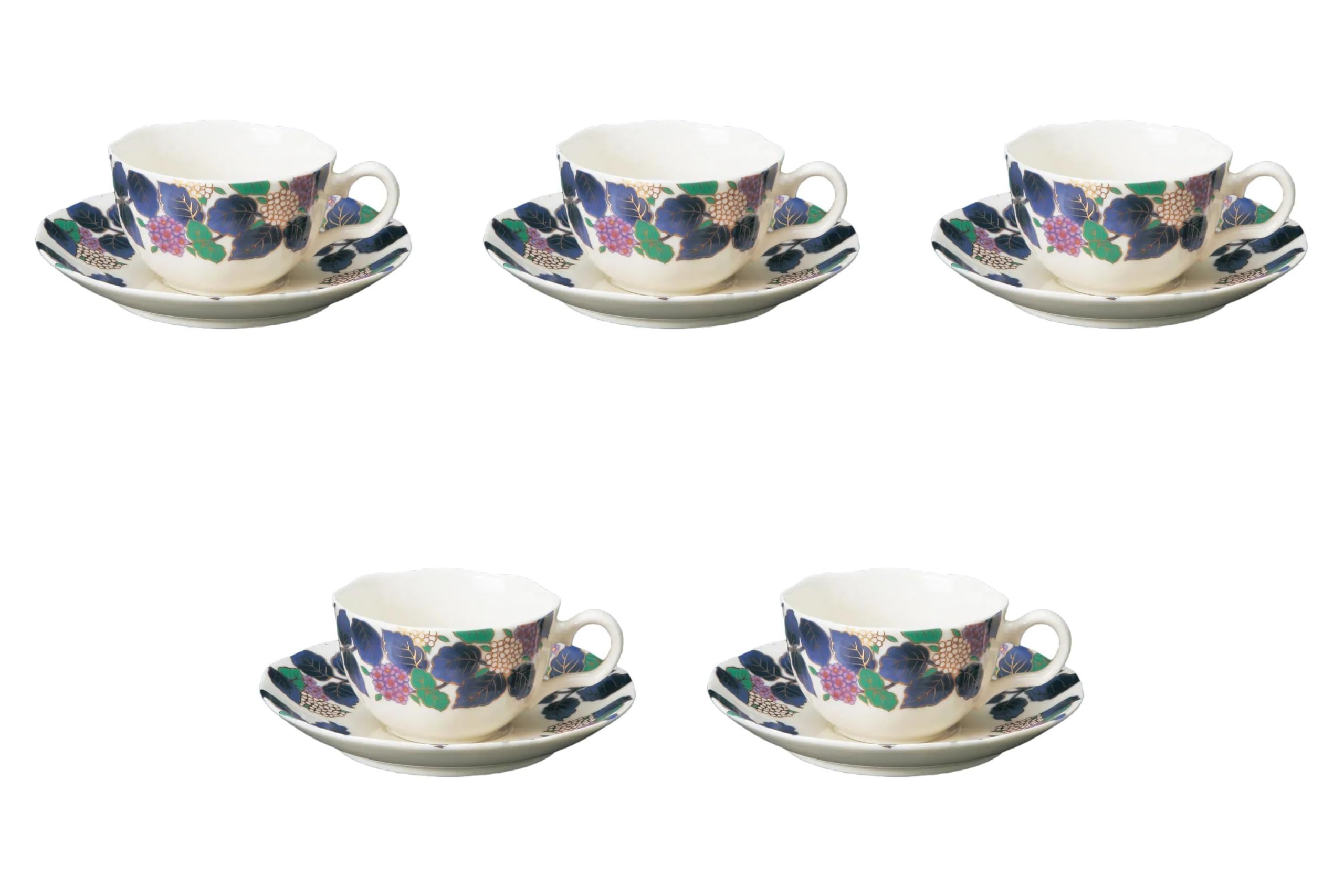 

Set of 5 NB Hydrangea Coffee Cups and Saucers x 9 x Fuse Ware Cups and Saucers by Setomonohonpo [11.5 5.5 cm, 200cc]