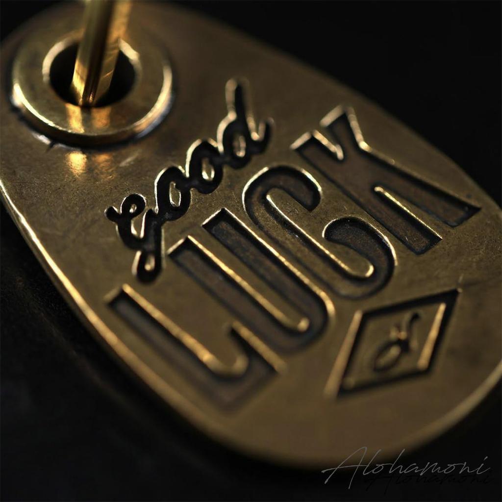 [ALOHAMONI] Brass GOOD LUCK Vintage American Key Chain Key Ring American Casual Miscellaneous Goods
