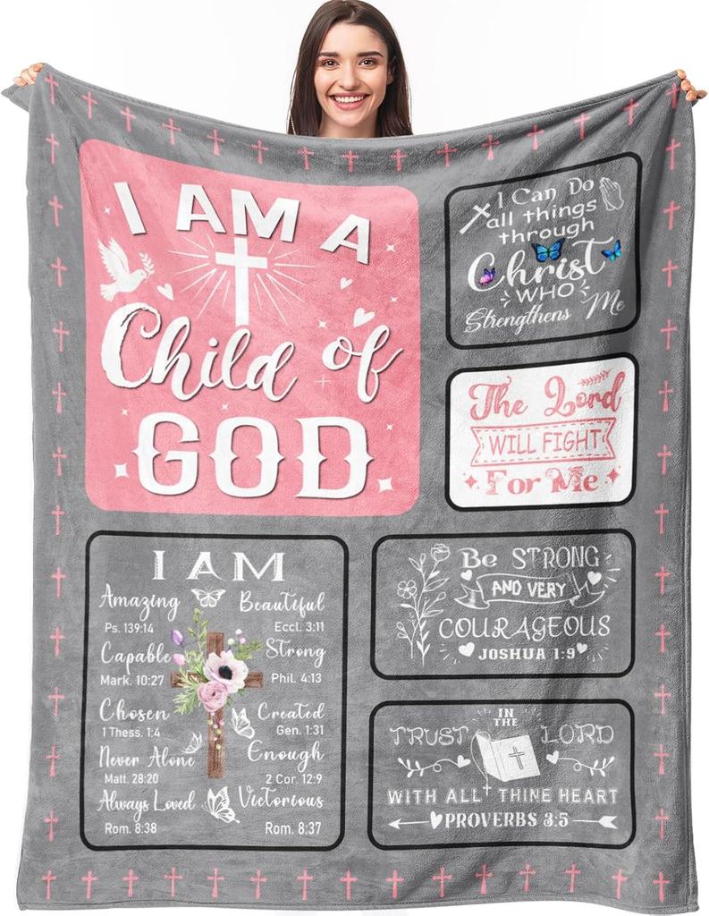 Inspirational Christian Throw Blanket X Soft Flannel Scripture Faith Prayer Healing Bible Verse Gift for Women