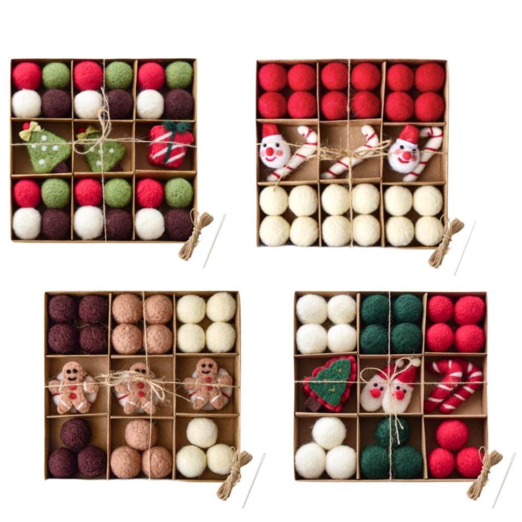 DIY Christmas Felt Ball Garland Set Cute Pom Pom Garland Christmas Ornaments for Wall Holiday Fireplace Living Room New Year