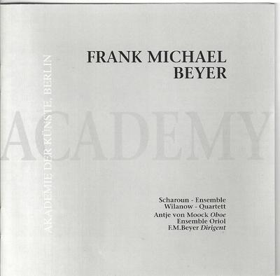 CD FRANK MICHAEL BEYER – SCHAROUN-ENSE - Frank Michael Beyer ACA85042 Academy 1991 Alemania Soul/Funk Usado