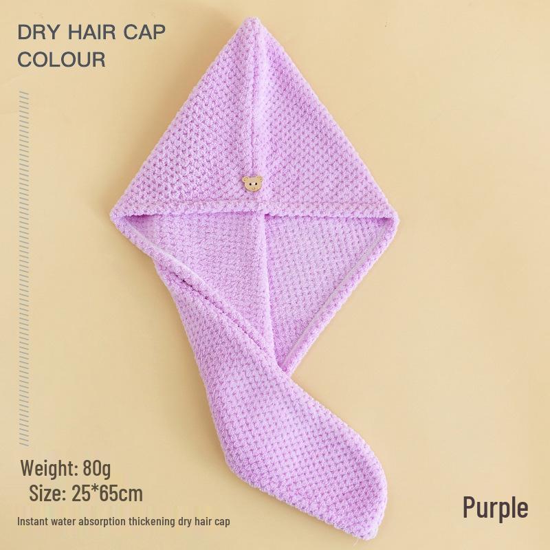 Thickened Double-Layer Coral Fleece Quick-Dry Hair Cap for Women, Water-Absorbent and Customizable with Logo