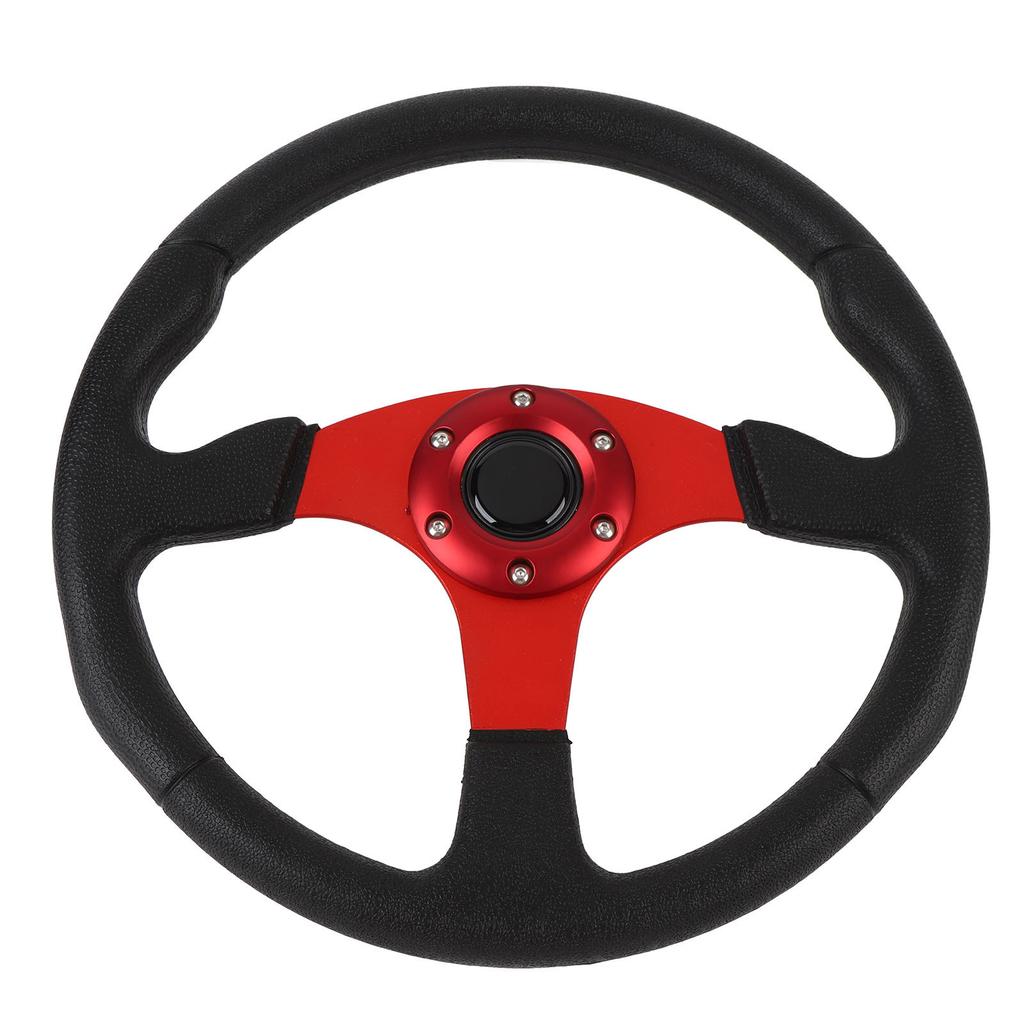 14in Universal Racing Steering Wheel PU Leather Aluminum Frame Universal Fit for 6 Holes Hub
