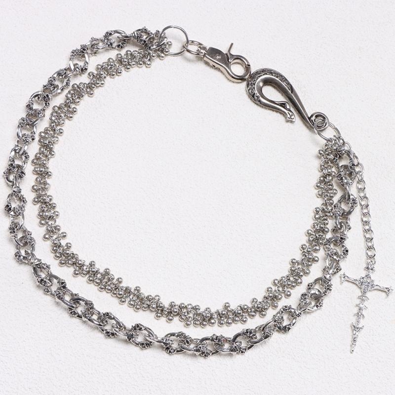 Double Layer Chain Belt Vintage Metal Body Jewelry Trouser Chain for Men and Women Alloy Unisex Gothic Waist Accessory