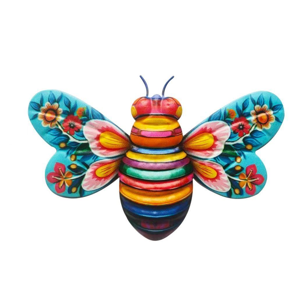 Metal Bee Wall Ornament Creative Garden Statue Art Wall Hanging Sculpture  Patio