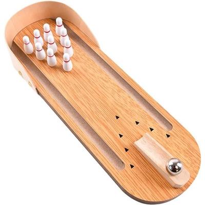 Wooden Tabletop Game - Mini Bowling Pin - Portable - Functional - Decorative