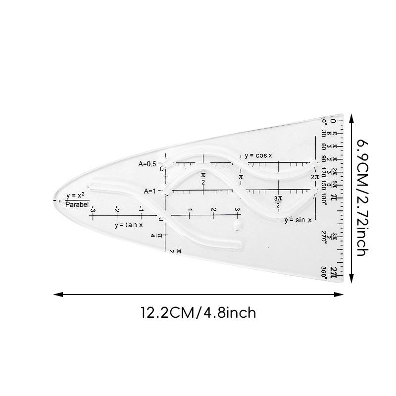 

1 шт. Многофункциональная геометрическая чертежная линейка, студенческая учебная функция, шаблон для углов плоской графики, безопасный материал