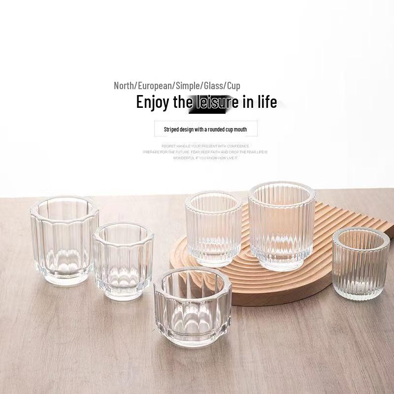 Thickened European Stripe Glass Candle Jar with Arched Bottom