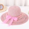Summer New Women's Versatile Sunshade Hat Sunscreen UV Foldable Large Brimmed Grass Hat Bow Sun Hat Beach