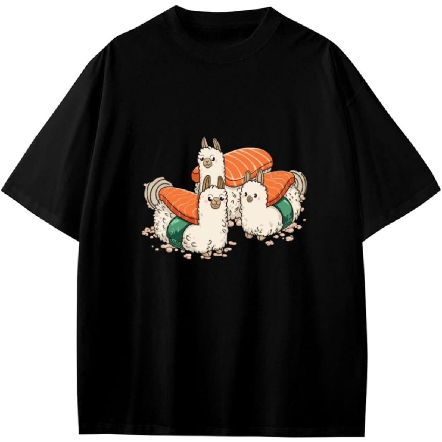 Funny Sushi Llama Anime Gift Girls Boys Teens T-Shirt S