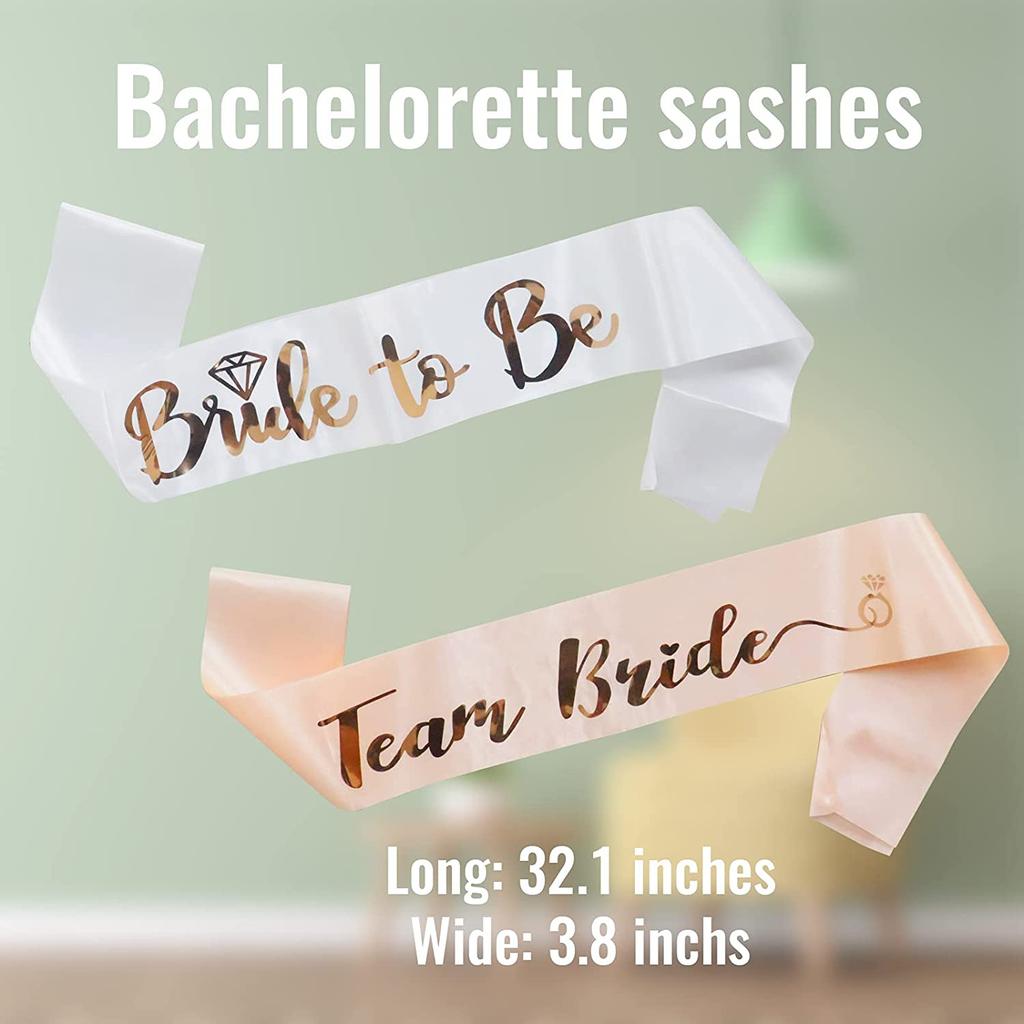 Set Di 8 Fasce Per Sposa E Damigelle - Addio Al Nubilato - Fascia "Bride" E 7 "Team Bride" In Tessuto Bianco