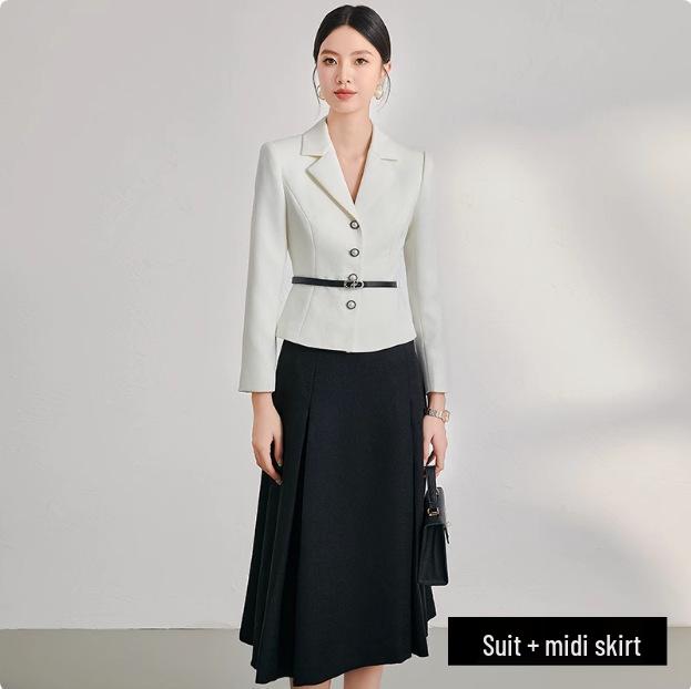 Autumn-Winter Fashion Retro Slim Fit Women's Skirt Suit - Professional Formal Workwear
