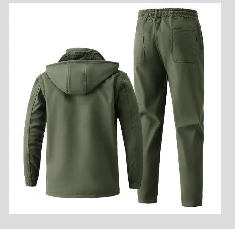 Winter camouflage velvet suit men's cold-proof thickened warm camouflage suit wear-resistant and water-proof labor insurance overalls