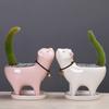 Cartoon-Katze Blumentopf Keramik Kreative Porzellan Blumenvase Für Terrasse Schreibtisch Dekoration Heimdekoration Innenhof Schlafzimmer