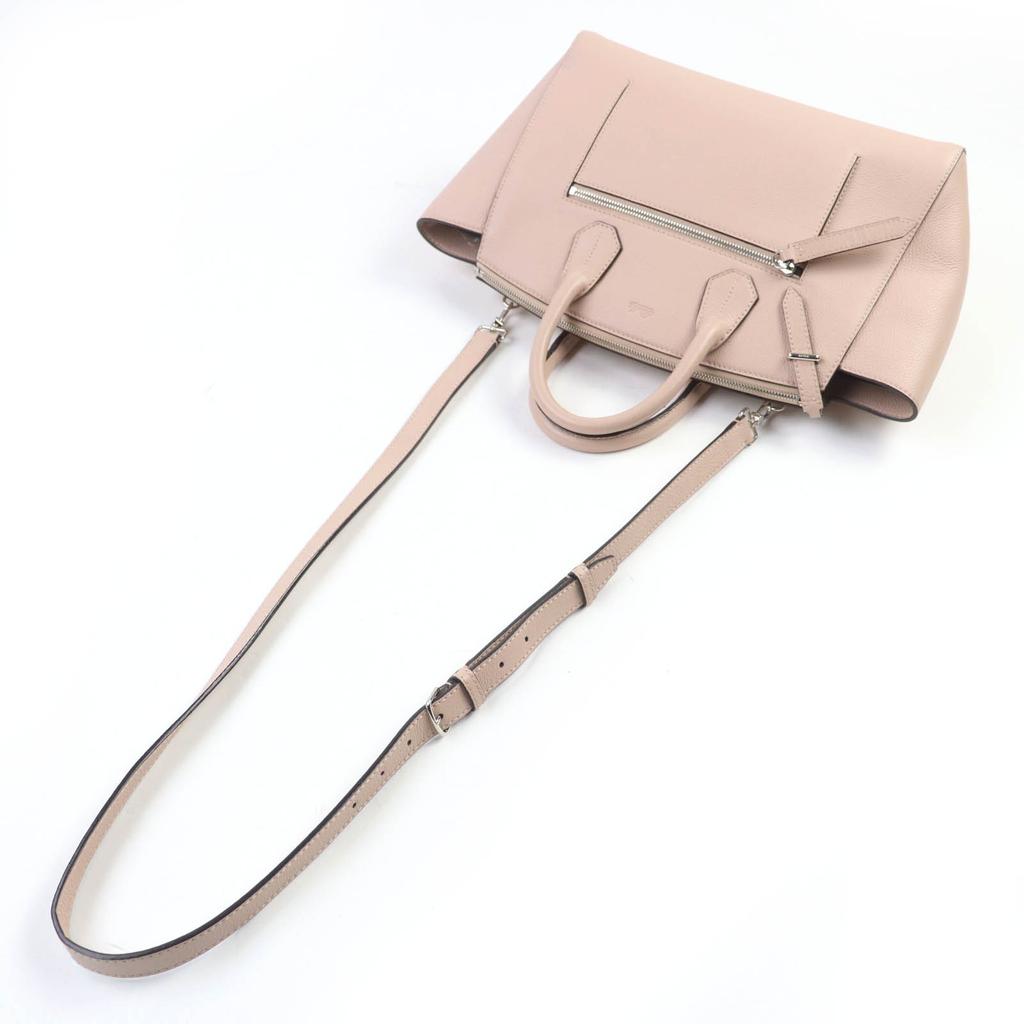 Bally Shoulder Bag SOMMET ZIP Leather 2WAY Handbag Pink Beige Leather Women Used