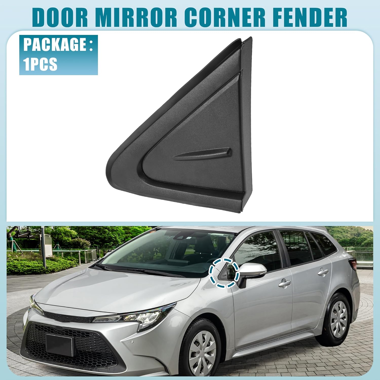Front Left Door Mirror Corner mudguard Triangle Cover Trim No.60118-02370 Rearview Triangle Trim Panel for Toyota Corolla 2019-2021 Plastic Black