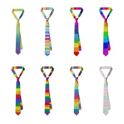 Herren Hochzeitsbunte Krawatte Modische Krawatte mit Elegantem Regenbogen-Print Bühnenshows