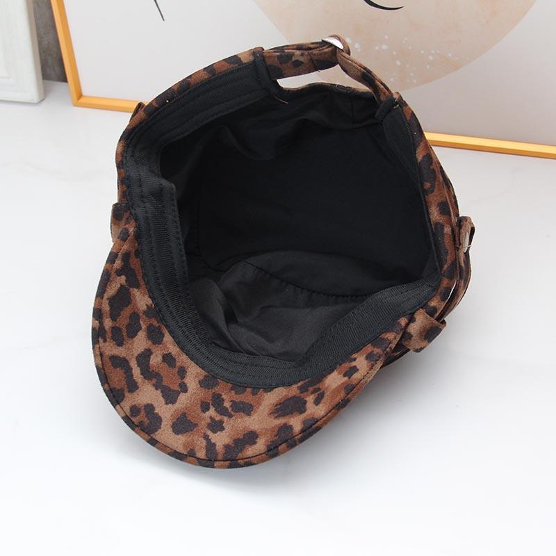 New retro leopard print trendy fisherman hat children's autumn face small versatile fashion equestrian hat casual octagonal hat