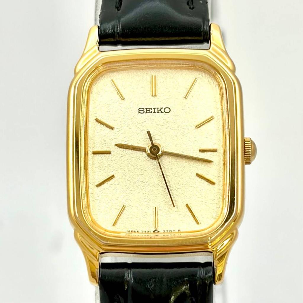 SEIKO Watch Gold Rectangular 918082 New Strap [New Battery] Ladies' 7321-6270