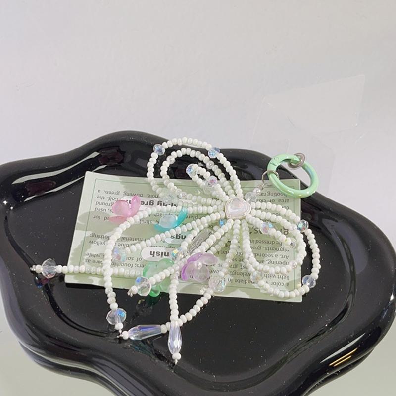 Stylich Phone Charm Clip Colorful Bowknot Pendant Keyring Butterfly Knot Key Chain Portable Keyrings Accessory for Women