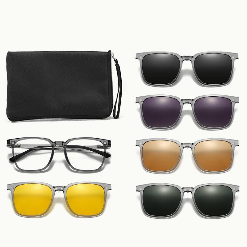 TR90 Myopia Eyeglass Frames with Magnetic Clip-on Polarized Sunglasses for Men & Women