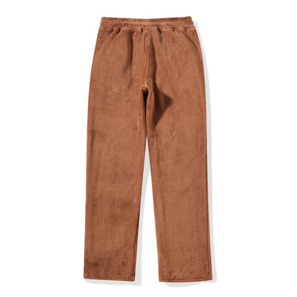 Men's Winter Fleece Baggy Pants Warm Sweatpants Solid Color Straight Leg Pants Jogger Pants Casual Track Pants
