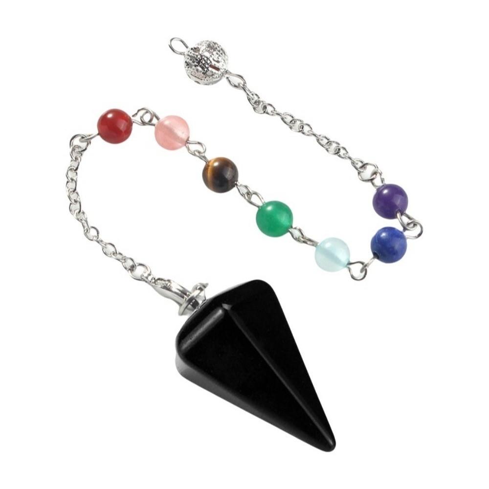 Bead Chain Pearl Crystal Pendant Rainbow Color Natural Crystal Necklace Meditation Use чёрный