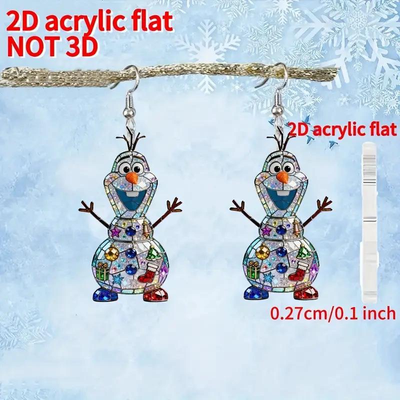 Versatile Snowman Acrylic Earrings: Creative Christmas Decorations Acrylic Earring (No Hook)