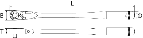 Kyoto Machinery Tools Nepros Long Flex Ratchet Handle NBR390AFL (KTC) 9.5sq.