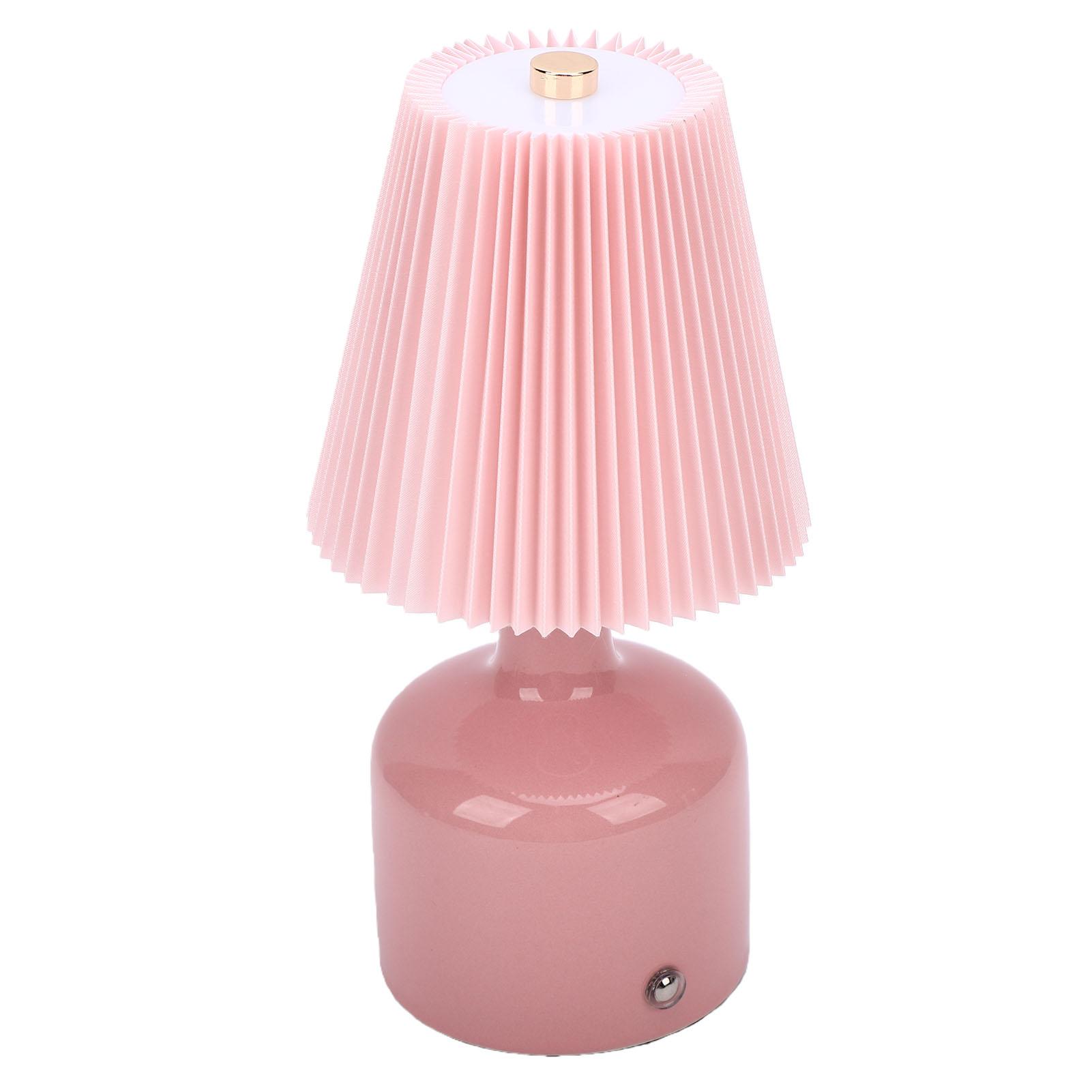 

Pleated Desk Lamp Rechargeable Vintage Night Light for Bedside Table Nightstand 3 Color Temperatures