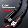 120W USB'den Type C Kablosuna 90 Derece Dirsek Cep Telefonu Hızlı Şarj Xiaomi Redmi Huawei Mate 40 30 Telefon Şarj Kablosu