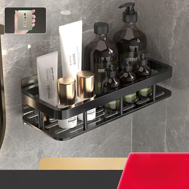 1Pc Wall-mounted Non-punching Square Basket Toilet Bath Toilet Washstand Wall Storage Rack Bathroom Rack