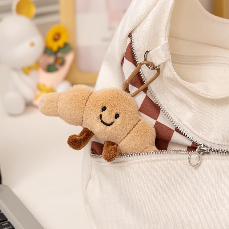 Cute Fun Baguette Alkali Water Knot Doll Plush Toy Croissant Bread Plush Doll Bag Pendant Gift