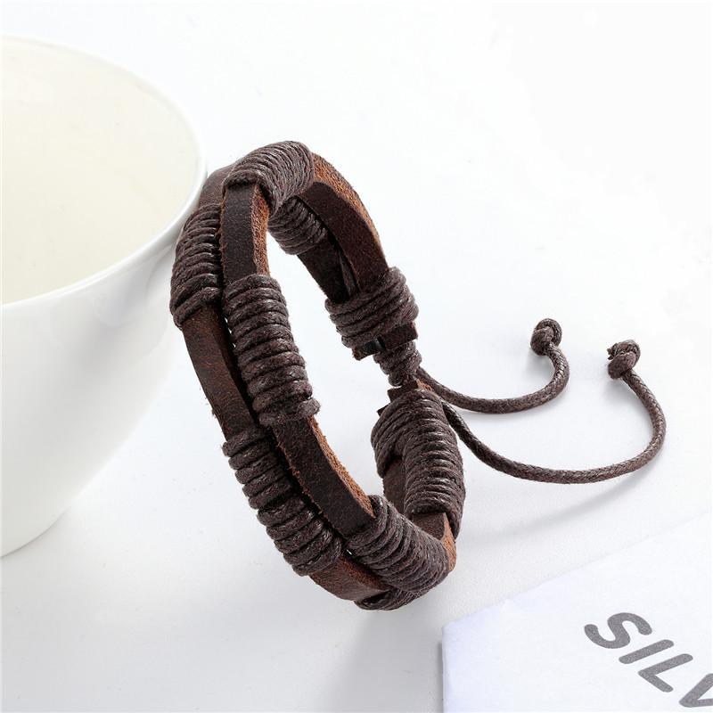 Color Woven Leather Trend Bracelet, Simple Style Men And Women Couple Bracelet, Personalized Versatile Student Hand Rope