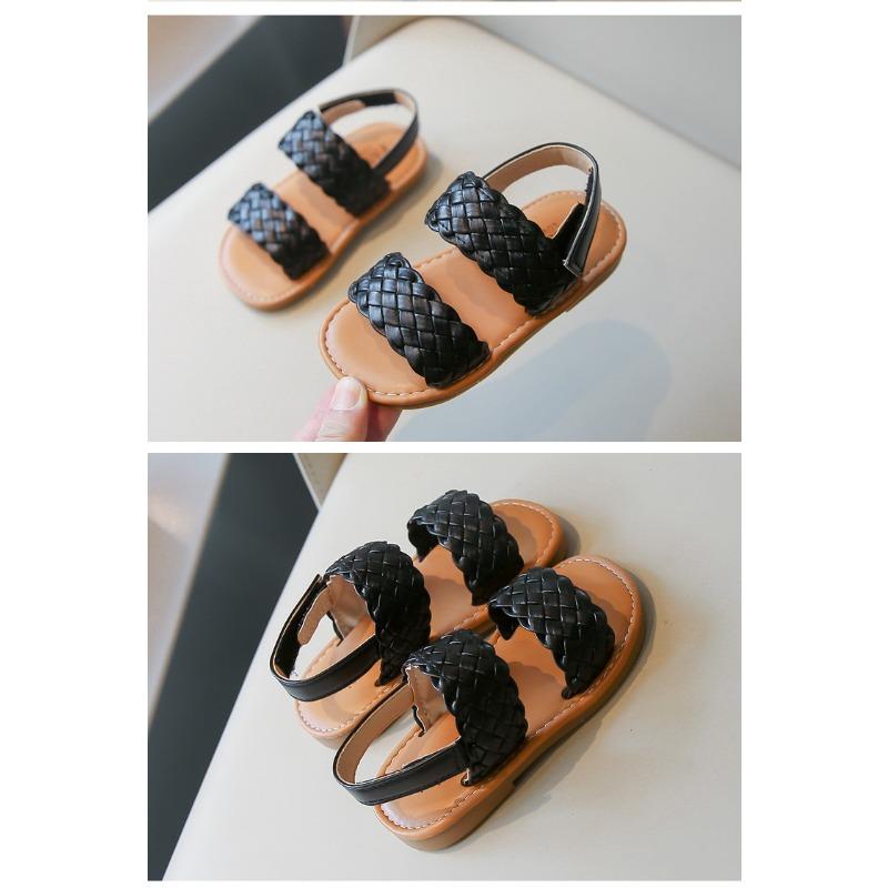 Korean Style Summer Kids Open Toe Woven Beach Sandals For Boys And Girls