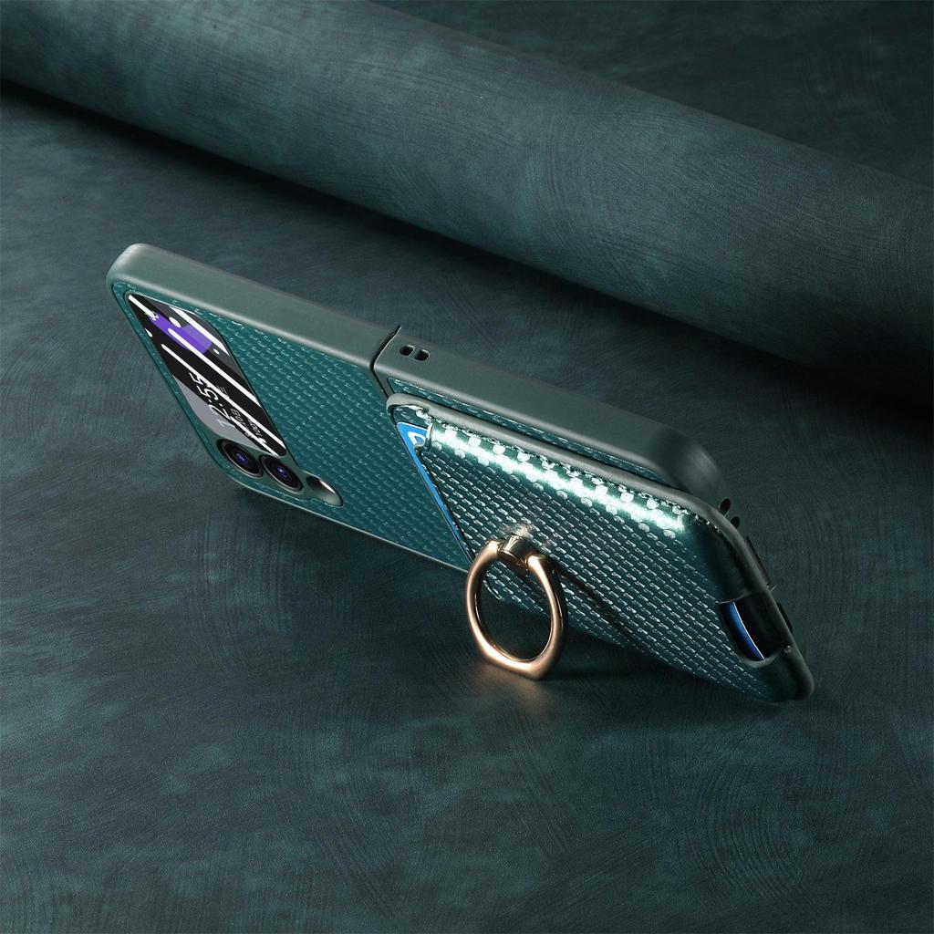 Samsung Z Flip6 Carbon Fiber Phone Case with Magnetic Card Holder for Z Flip5