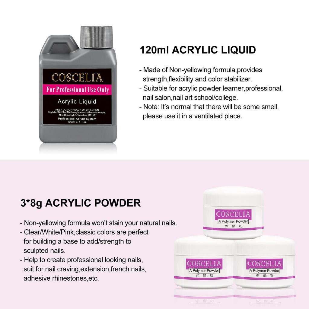 Buy COSCELIA Nail Acrylic Powder And Liquid Set Nail UV Gel Extension