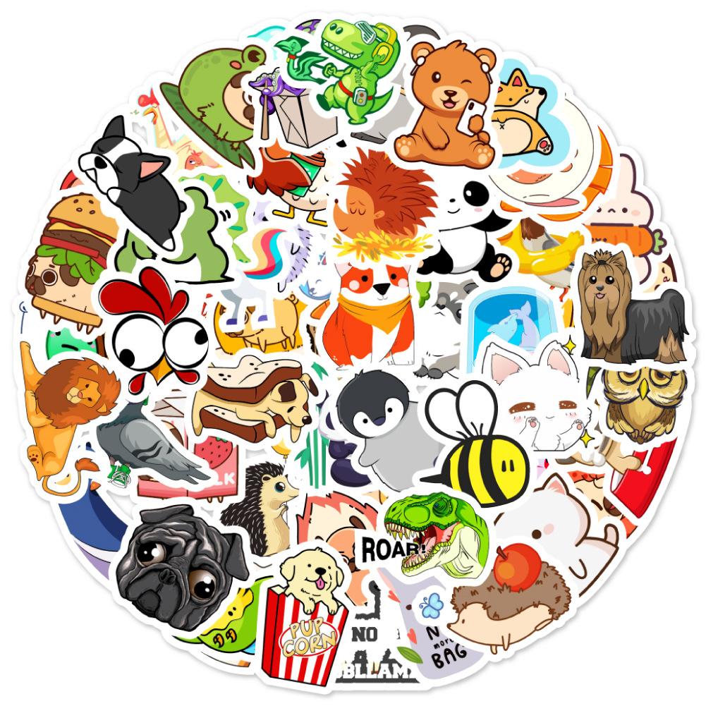 100 Small Animals Cartoon Cute Laptop Skateboard Water Cup Suitcase Doodle Decoration Stickers
