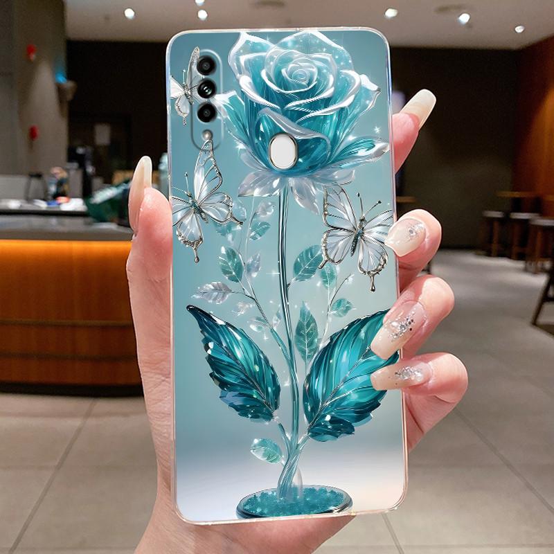 Case For OPPO A31 2020 / OPPO A8 2019 Coque Capa Flower Butterfly Phone Cases CPH2015 Soft Silicone Transparent TPU Jelly Cover