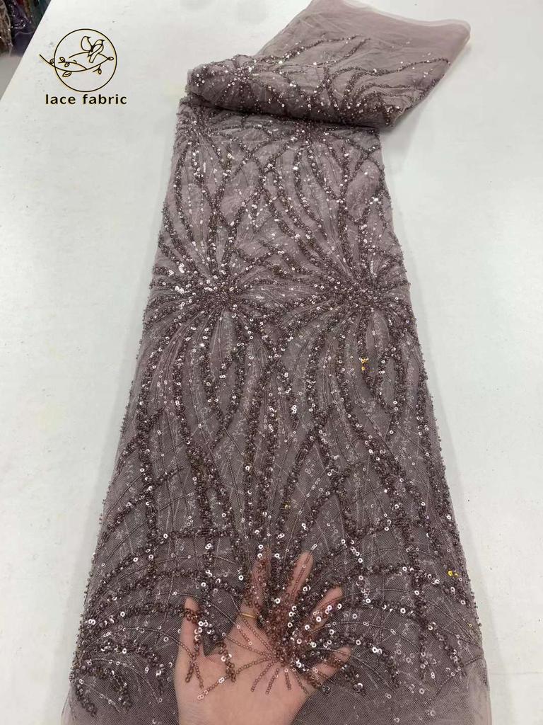 Red African Groom Lace Fabric 5 Yards Latest Nigerian Laces Fabric 2025 High Quality Lace Sequins Embroidered French For Dresses