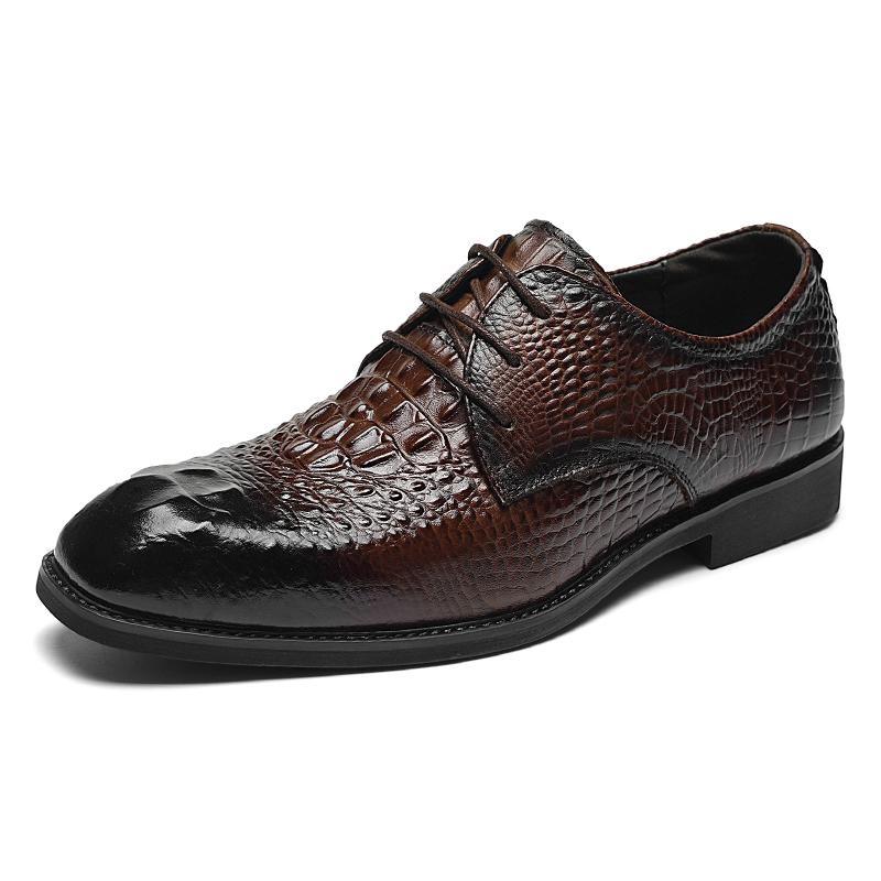 Men's Classic Business Dress Oxford Casual Shoes Brand Alligator Pattern Casual Comfort Fashion Derby Shoes Luxury Leather Shoe