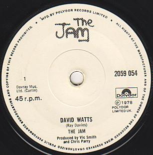 

7inch Record JAM David Watts A Bomb In Wardour S 2059054 Polydor 1978 UK Rock Used