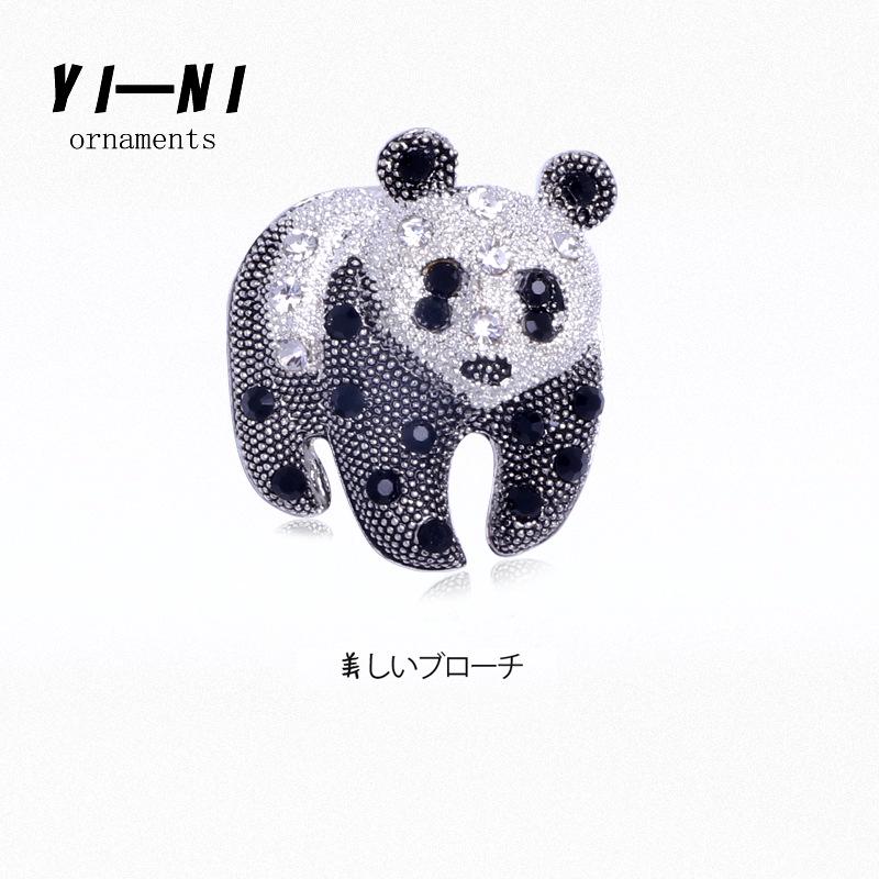 Fashion Rhinestone Hedgehog and Panda Animal Brooch - European and American Style Pin