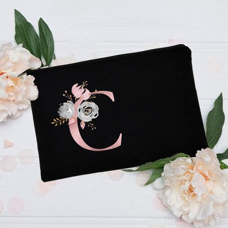 

Personalized Custom Initial Name Makeup Bag Bridal Cosmetic Case Canvas Monogram Toiletry Pouch Gifts for Bridesmaid Makeup Bags