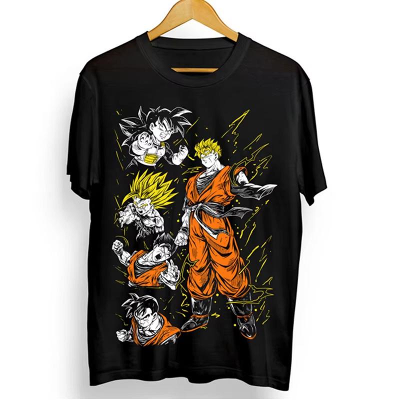 Dragon Ball Seven Dragon Ball Sun Wukong Joint Japanese Retro Large Direct Injection Fashion T-Shirt Daily Retro Letter